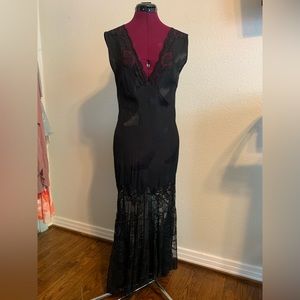 Sandro lace satin black maxi dress size S/M